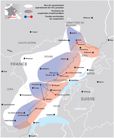 carte de l Arc jurassien et des territoires de coopération