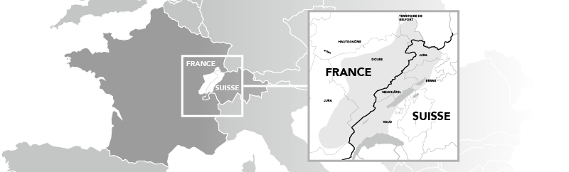Territoire de compétence de la Conférence Transjurassienne entre la France et la Suisse