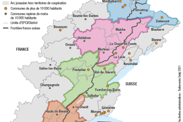 les quatre territoires de coopération de l’Arc jurassien