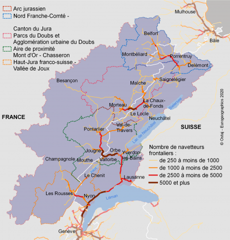 Des tronçons routiers très fréquentés à proximité des passages aux frontières